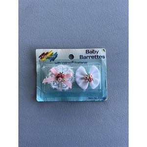 NOS Vintage 1987 Kidentials Baby Hair Clip Set 2 Barrettes Bows MADE IN USA